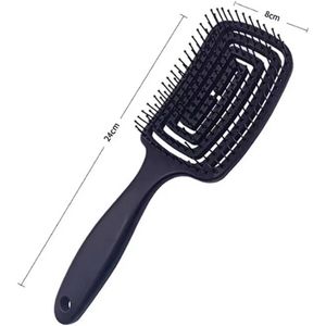 Elastische Massage Kam - Haar Styling- Ontklitter -Snelle Föhnen Detangling Tool-zwart