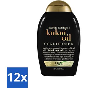 12 x OGX - Kukui Oil - Conditioner - Anti-Pluis - Hydraterend - 385 ml - Haar Conditioner - Anti-pluis Conditioner - Hydraterende Conditioner - Kukui Olie - Haarverzorging