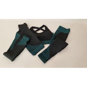 AGYM seamless workout set van 3 zwart/legergroen dames sportkleding