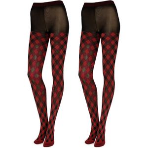 Merry Style Dames Panty 2 Pack - 60 DEN- Gedessineerd - 3D-technologie - Polyamide – Rot/Rot – S - MS-GB-317