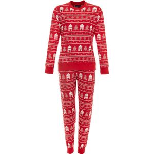 Pastunette - Dames pyjamaset Kerst - Rood / Wit - Katoen - Maat 40