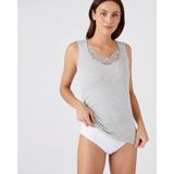 Damart - Tanktop - Grijs - Fijn Geribde Guipure Kant - Thermolactyl
