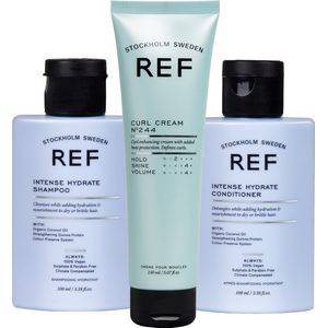 REF Stockholm - Hydrate Set - REF Curl Cream 150ml + REF Intense Hydrate Shampoo 100ml + REF Intense Hydrate Conditioner 100ml - Haarverzorging - Geschenkset - Voor perfecte hydratatie en veerkrachtige krullen