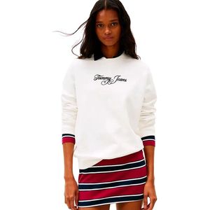 Tommy Jeans Ess Logo 1 Regular Fit Sweatshirt Wit XS Vrouw