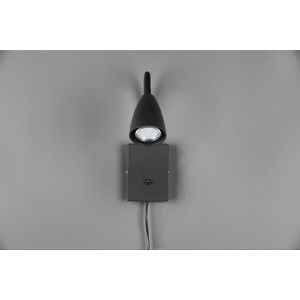LED Wandspot - Wandverlichting - Trion Wolly - GU10 Fitting - 1-lichts - Rechthoek - Mat Zwart - Aluminium