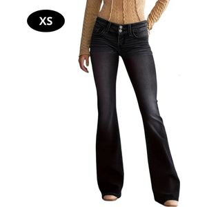 Livano Lange Broek Dames - Spijkerbroek - Broeken - Spijker - Pants - Jeans - Trouser - Loose Fit - Straight Leg - Denim - Donkergrijs - Maat XS