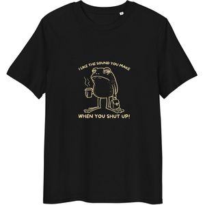 Grappig T Shirt met Kikker en Tekst: I like the Sound When you Shut Up - Dames en Heren - Zwart - L