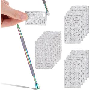 2-in-1 nagelriemduwer met 15 stuks schuurpapier voor manicure en pedicure - roestvrij staal