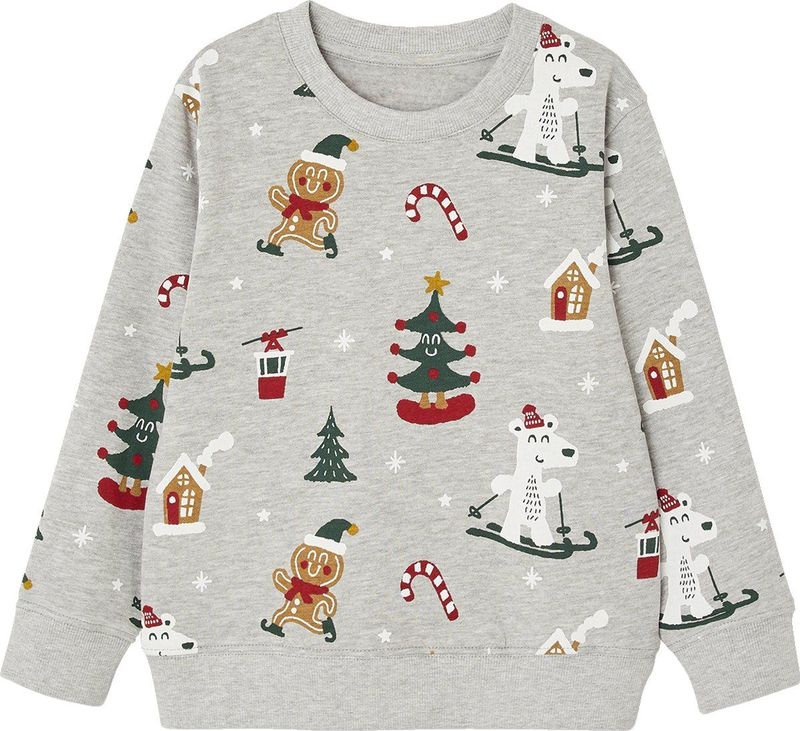 Kerstsweater - Gemêleerd Grijs - Jongens - Lange Mouwen - Ronde Hals