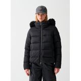 Colmarvoor vrouwen. 2216E Afneembaar jack met capuchon van zwart imitatiebont (40), Casual, Polyamide