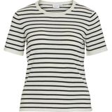 Vila - Vilipsa 2/4 O-neck Knit Top - Cloud Dancer/Black Beau - Dames T-shirt