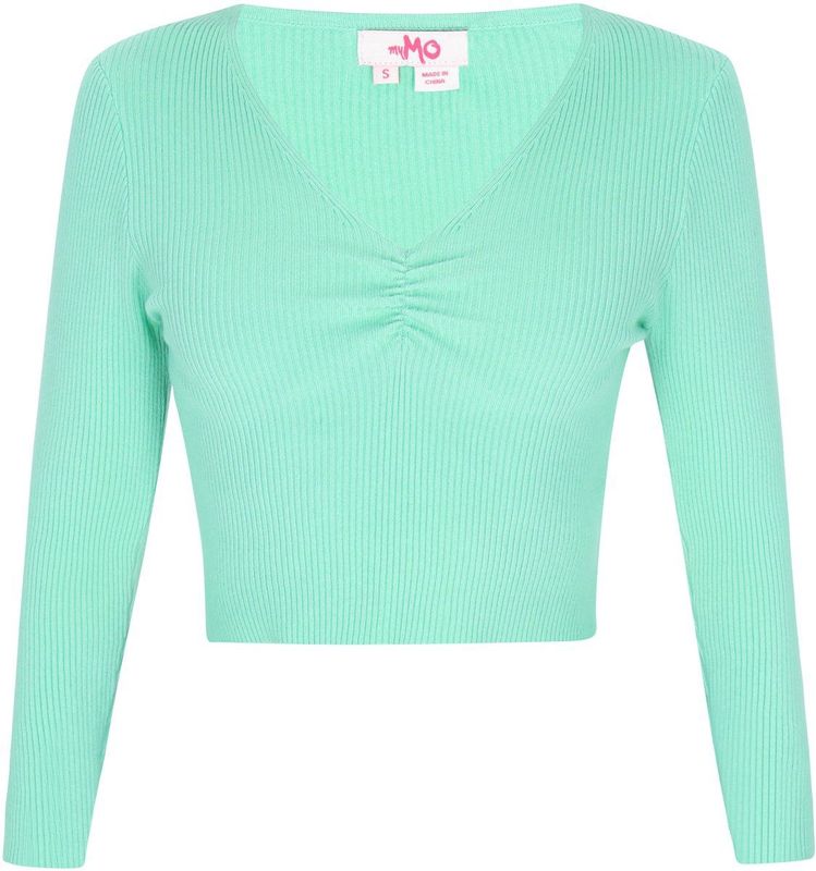 MYMO - Comfy - Trui - Turquoise - Slanke Pasvorm - Lange Mouw