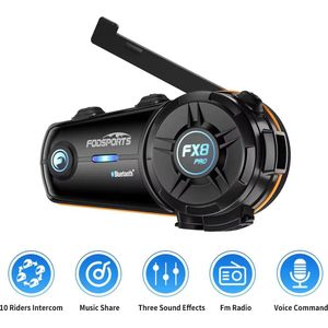 Motocycle Intercom - Helm Intercom -Motorfiets Helm Headset - Bluetooth Helm Intercom - Helm - Motorfiets Accessoires - 10 Riders - 2000M - voor Bellen, Muziek Delen, Dual Chip, FM Radio