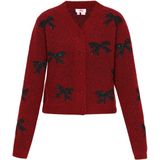 MYMO - Gebreid Vest - Bourgogne/Zwart - Lange Mouw