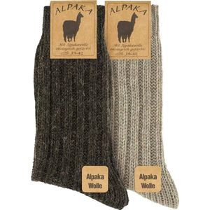 4 paar-Alpaca Sokken-GoWith-dames en heren-gezellige wollen sokken-gemaakt van extra dik alpaca garen-gebreide sokken voor heren en dames-valentijn cadeau-maat: 39-42 -beige en bruin