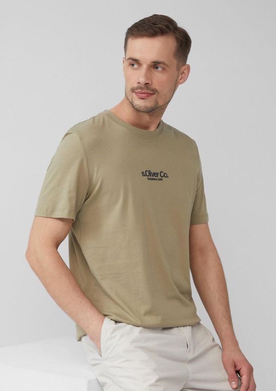 s.Oliver - Shirt - Marine/Kaki - T-shirt - Normale Pasvorm - Kwartmouw