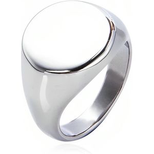 Zegelring Heren Zilver kleurig - Staal - Ring Ringen - Cadeau voor Man - Mannen Cadeautjes