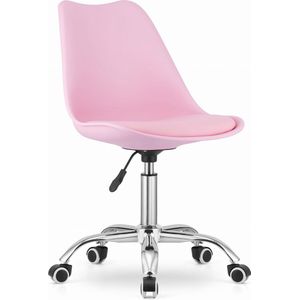 ALBA - Bureaustoel - Roze - Ergonomisch Design - Verstelbare Zithoogte - Chrome Basis