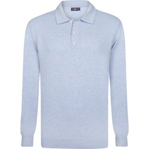 Jimmy Sanders - Gebreide Polo Trui - Blauw - 100% Katoen - Heren