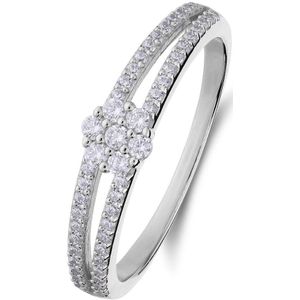 Lucardi Dames Zilveren ring met plating - Ring - 925 Zilver - Zilverkleurig - 18.50 / 58 mm