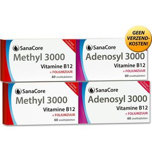 Actief Vitamine B12 Standaard Pakket (4 maanden) Methylcobalamine Adenosylcobalamine Foliumzuur