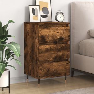 The Living Store Nachtkastje Smoked Oak - 40 x 35 x 69 cm - Drie Lades