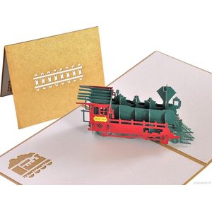 Popcards popupkaarten – Locomotief Trein NS stoomlocomotief treinwagon railrunner pensioen pop-up kaart 3D wenskaart
