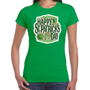 St. Patricks day t-shirt groen voor dames - Happy St. Patricks day - Ierse feest kleding / outfit / kostuum XS