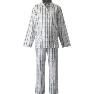 Lunatex - klassieke dames pyjama 641776 - flanel - wit met zwart - maat XXL