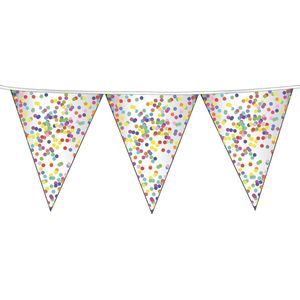 4x Confetti thema feest vlaggenlijnen van plastic 10 meter - Kinderfeestje/kinderverjaardag - Feest/verjaardag - Thema feest - Confetti feestversiering - Vlaggenlijnen/slingers - Vlaggenlijn van plastic