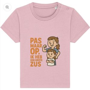 Kinder t-shirt - ik heb een grote zus - roze - 0-6 maanden
