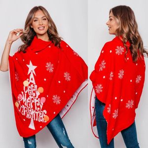 Kerst Poncho Dames - Foute Kersttrui - A Very Merry Christmas Rood - Maat S