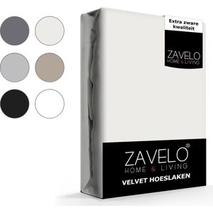 Zavelo Flanel Velvet Hoeslaken Creme - Lits-jumeaux (180x200 cm) - 100% Velvet - Super Zacht - Hoge 30cm Hoek
