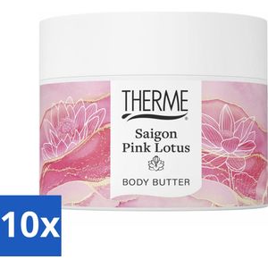 10 x Therme - Saigon Pink Lotus - Bodybutter - Hydraterend - Verzorgend - 225gr - Bodybutter - Hydratatie - Huidverzorging - Roze Lotus - Amber
