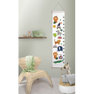 Safari Park Groeimeter - Meetlint 30-170cm - Wanddecoratie - Babykamer - Kinderkamer - Meetlat Kinderen - Textielposter