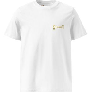 Bitcoin Halving - Geborduurd Bitcoin T-shirt - Unisex - 100% Biologisch Katoen - Kleur Wit- Maat L | Bitcoin cadeau| Crypto cadeau| Bitcoin T-shirt| Crypto T-shirt|Crypto Shirt| Bitcoin Shirt| Bitcoin Merch| Crypto Merch| Bitcoin Kleding