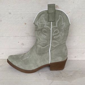 Leuke cowboylaars met print olive suede 42 / Olive