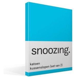 Snoozing - Katoen - Kussenslopen - Set van 2 - 60x70 cm - Turquoise