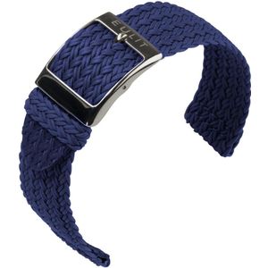 EULIT horlogeband - perlon - 22 mm - marineblauw blauw - metalen gesp