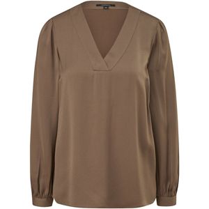 Comma Satijnen Blousetop met Plooien Bruin