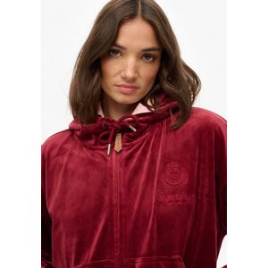 Superdry - Country Club Velours Ziphood - Rood - Casual - Polyester