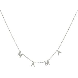 Nouka Dames Ketting met MAMA letters – Zilverkleurig - Stainless Steel – Roestvrij Staal – Zilver Kleurig - Moederdag Cadeau - Cadeau voor Vrouwen – Cadeautje