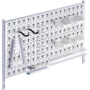 Gereedschapswand Organizer - 2 Stalen Geperforeerde Platen met Houders voor Doe-Het-Zelver - 800 x 200 mm - Wit