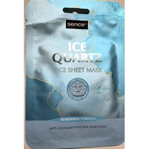 Sence - ijs gezichtsmasker - ice quartz - tissue masker - sheetmask ijskristal print - verfrissend - vegan - pepermunt en viooltjes geur - 20ml