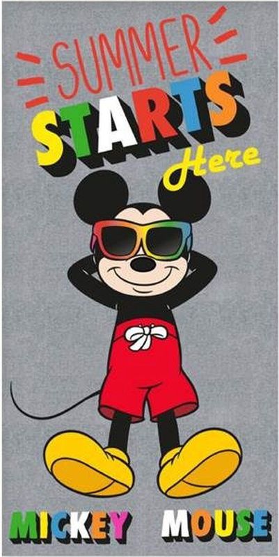 Mickey Mouse - Summer - Strandlaken - Grijs - 70 x 140 cm