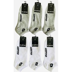9 paar Wit + 9 paar Grijs  LOTTO Sneakersokken Unisex Maat 43-46  BULK VOORDEEL!!