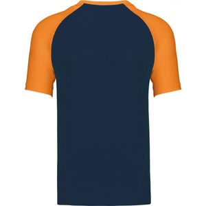 SportT-shirt Heren S Kariban Ronde hals Korte mouw Navy / Orange 100% Katoen