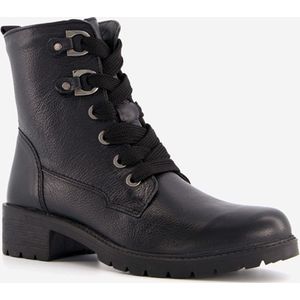 Hush Puppies leren veterboots met brede veters - Zwart - Maat 39 - Uitneembare zool