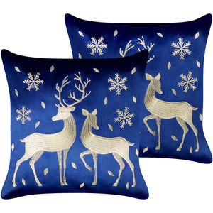 MERINGUE - Sierkussen set 2 - Donkerblauw - 45 x 45 cm - Fluweel