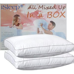 iSleep All Mixed Up In A Box | Set van 2 Kussens | Boxkussen | Latex Sticks met Dreampearls | 1200 Gram Kussen Vulling | Veerkrachtig Hoofdkussen | Ventilerend & Wasbaar | 50x60x10 cm | 2 Stuks